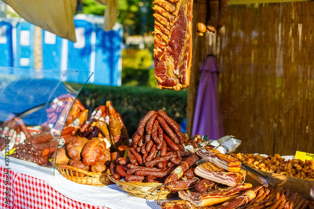 Fototapeta premium Hungarian traditional Meat Specialties Budapest Food Fair