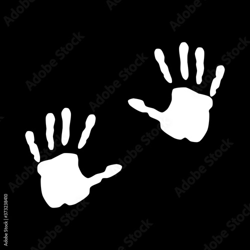 Two white palms icon on black background