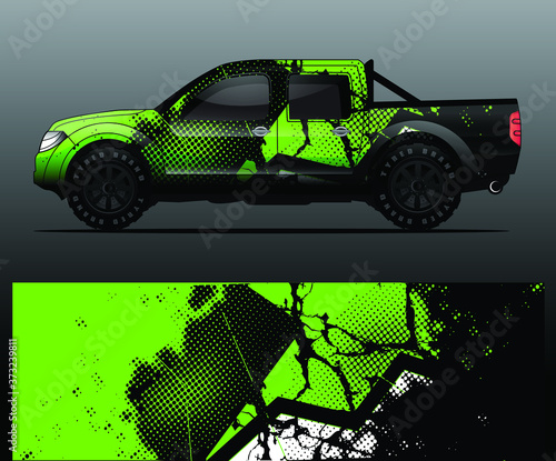 truck and vehicle Graphic vector. Racing background for vinyl wrap and decal