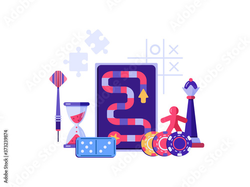 Board games flat vector illustration chess hourglass