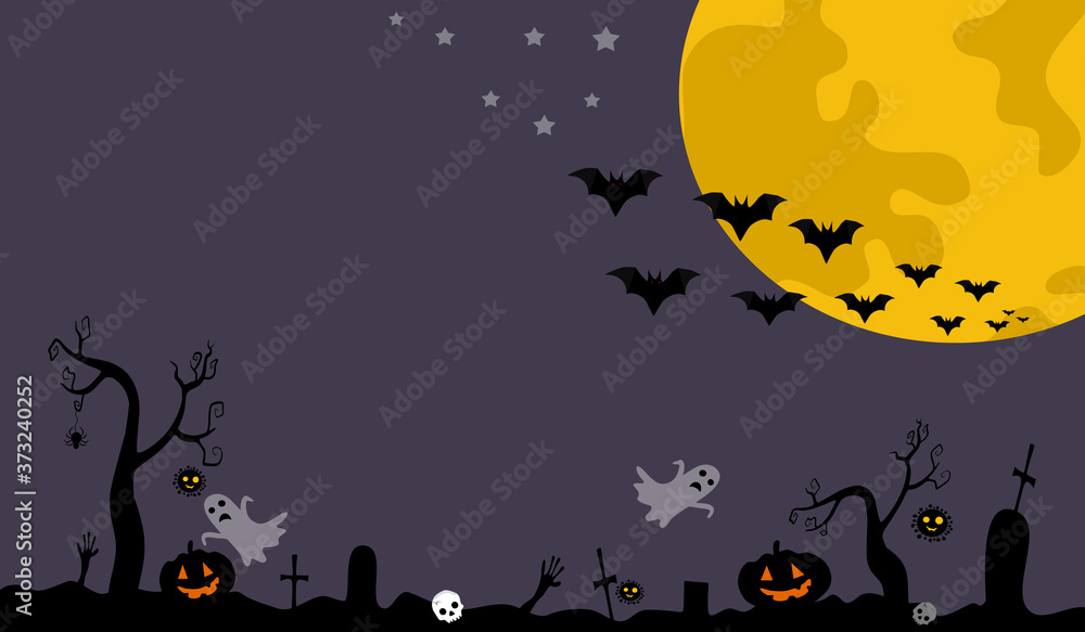 Happy halloween banner  Halloween pumpkin and bats. Vector illustration.
