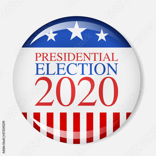 2020 United States of America presidential election pinback button design template. Voting 2020 vector illustration icon isolated on white background. photo