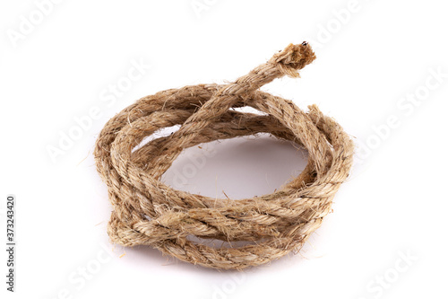 A coil of sisal rope isolated
