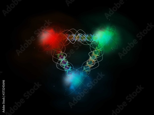 The 3 valance Quarks that form a Proton inside nucleus. These quarks have color charge. For a particle to exist the net color must be white. A red, blue and green quark makes a hadron, (the H in LHC)