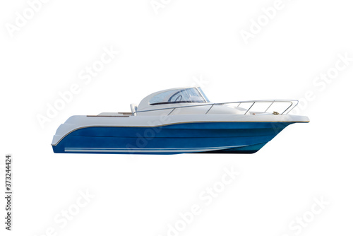 blue motor boat isolated on a white background