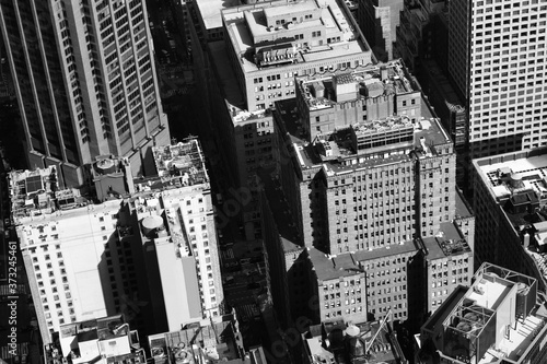 New York City from above in black and white.