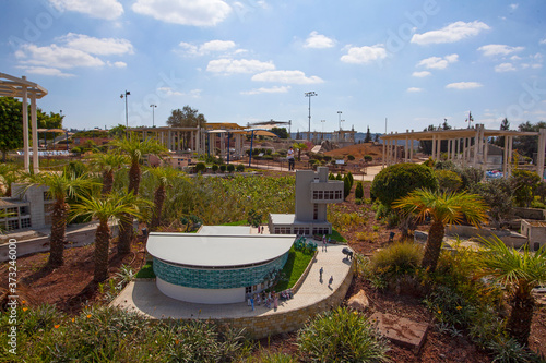 LATRUN, ISRAEL - 10 OCTOBER 2017: Museum of miniature architectural landmarks of Israel in the open air. photo