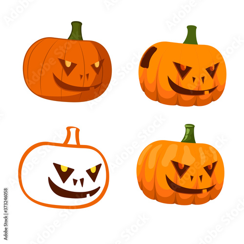 Pumpkin. Halloween. Contour. Flat. 