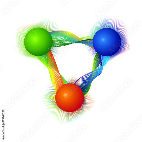 The 3 valance Quarks that form a Proton inside nucleus. These quarks have color charge and are connected by spring like gluons. A red, blue and green quark makes a hadron, (the H in LHC)