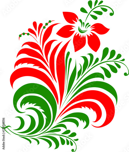 Red and green Belarus Ukraine national ornament vector pattern