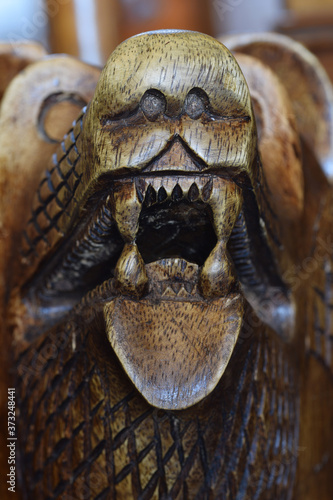  Detail of a wooden carved bear