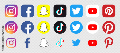 Instagram Facebook Snapchat Tiktok Twitter Youtube And Pinterest Social Media Logo Set Vector Illustration Stock Vector Adobe Stock Instagram Facebook Snapchat Tiktok Twitter Youtube And Pinterest Social Media Logo Set Vector Illustration Stock Vector Adobe Stock