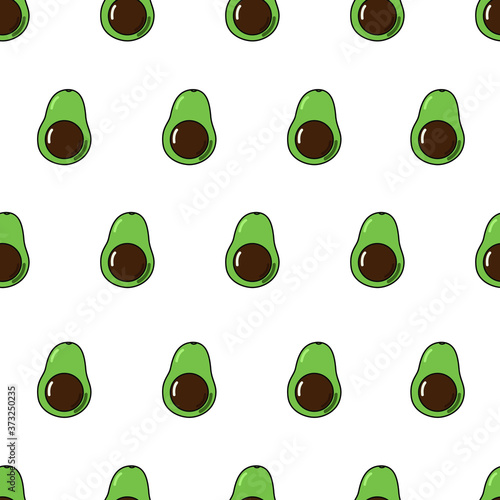 Vector seamless pattern with avocado. Repeating fruit icon on white