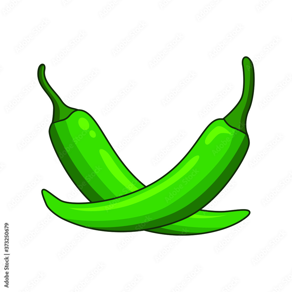 green hot chili pepper vector illustration isolated on white background. Illustration of food hot chilli pepper in minimalis style. Simple logo vector illustration for graphic and web design. green hot chili pepper vector illustration isolated on white background. Illustration of food hot chilli pepper in minimalis style. Simple logo vector illustration for graphic and web design.