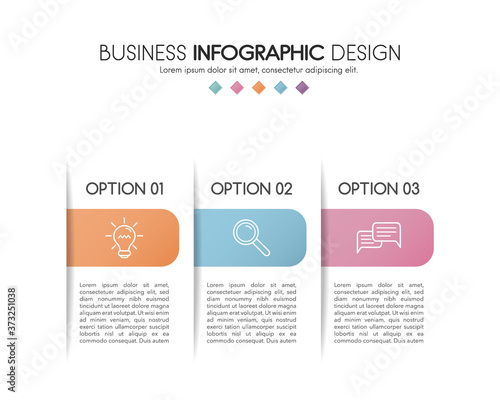 Business infographic design. Diagram with 3 elements. Vector