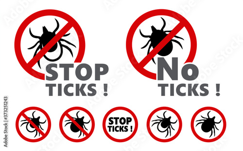 Free Download Stop halt, ticks.  Stop parasite icon Fun vector insect bite sign. Forbidding signs. Do not enter area. Not allowed zone. Symbol and pictogram icons. Blood, Novel SFTS virus - GFXLoad