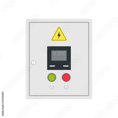 Electrical cabinet cartoon vector. free space for text.