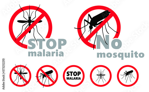 Stop malaria mosquito, dengue or zika virus alert. World malaria day on April 25. Vector signaling seamless pattern. Insect bite, blood infection ( illness ).