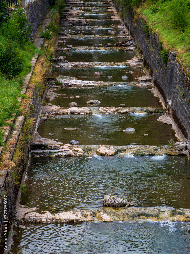 Aragon river passing through the town of canfranc Aragon river passing through the town of canfranc