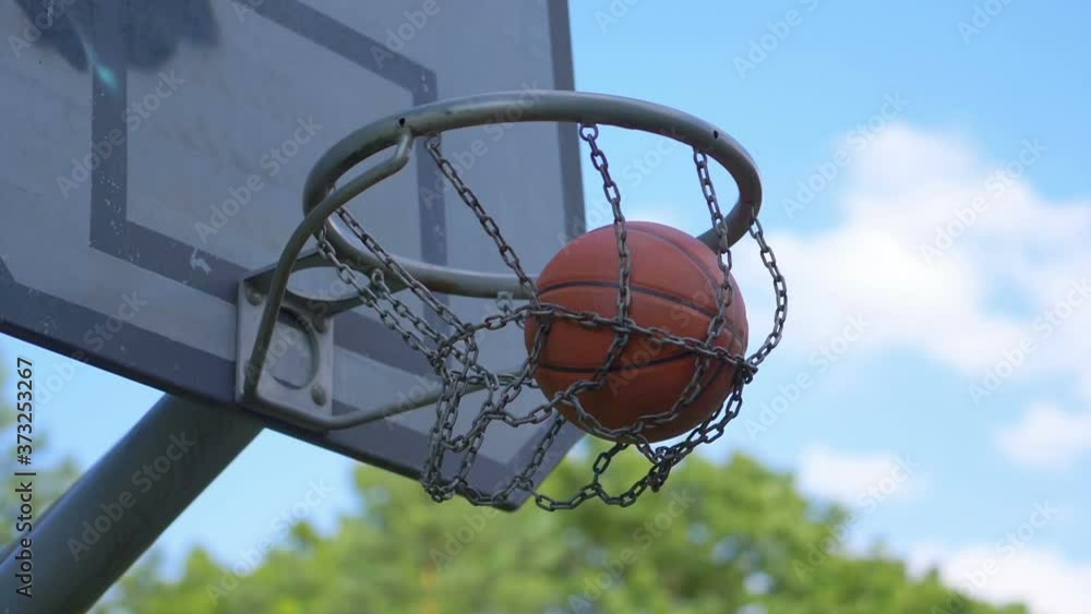 Successful hit throw in basketball game in slow motion 180fps Successful hit throw in basketball game in slow motion 180fps