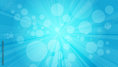 Blue sanny rays background. Sparkling magical dust particles. Vector illustration.