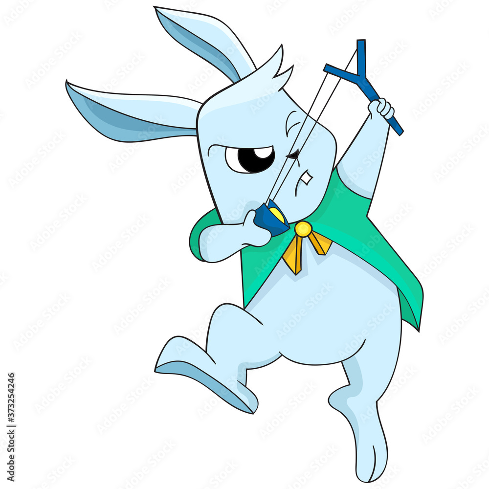 cartoon character of a rabbit holding a catapult Stock Vector Adobe Stock