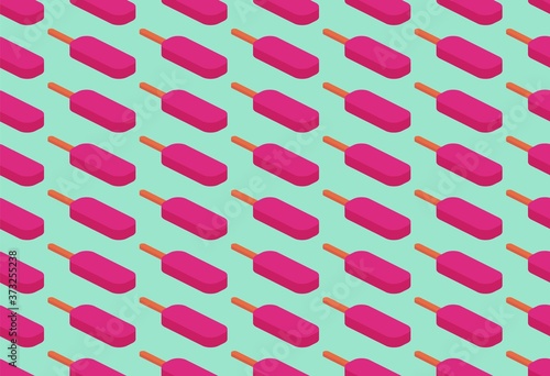 Seamless pattern with ice cream on a stick.