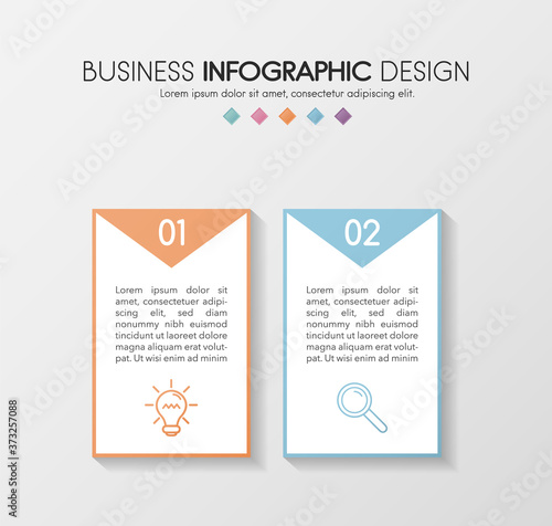 Business infographic layout with 2 steps. Diagram. Vector