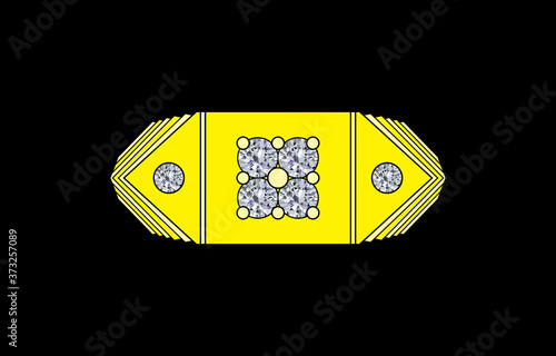 4 Solitaire Diamond Mens Ring Band with Prong Setting 2 Small Diamond on Shank in Yellow & White Gold 