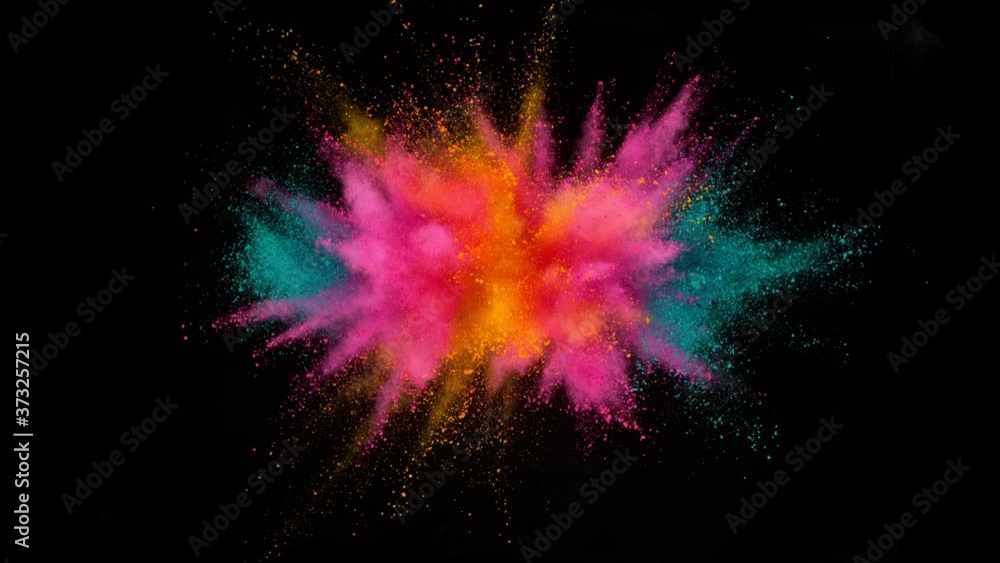 Super Slow Motion Shot of Color Powder Explosion Isolated on Black Background at 1000fps. Super Slow Motion Shot of Color Powder Explosion Isolated on Black Background at 1000fps.