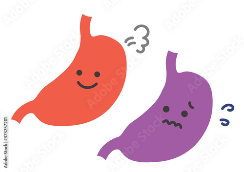 健康な胃と不健康な胃のイラスト