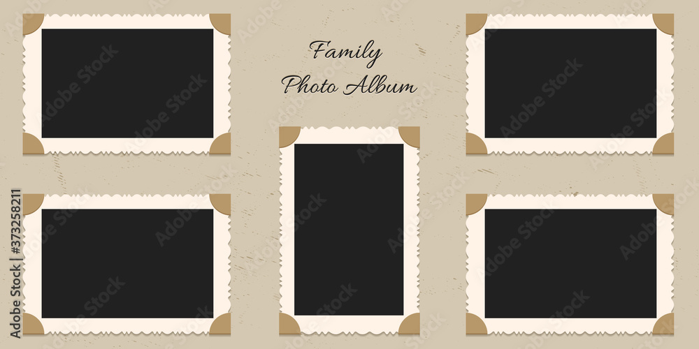 Photo album pages with photography frames Vector Image