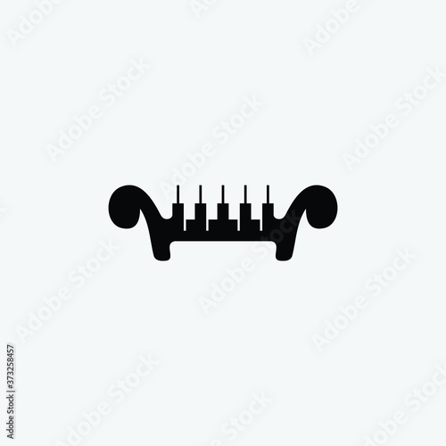Sofa Piano Furniture Musical Creative Logo, Sofa piano logo template - vector, music furniture chair logo design vector graphic illustration