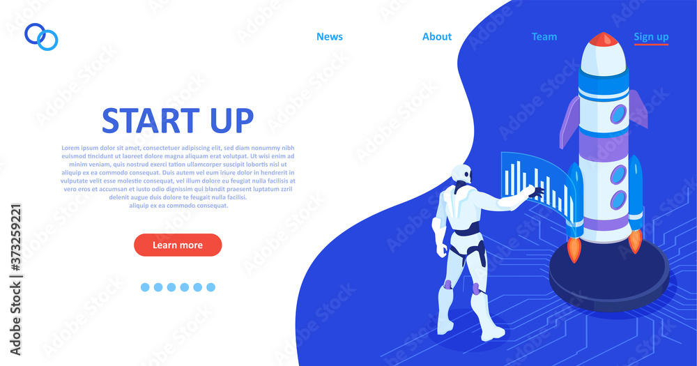 Vector of a robot launching a new start up project Vector of a robot launching a new start up project