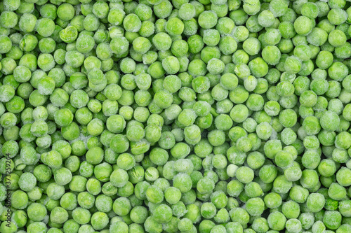 Frozen green peas texture background. ice peas background for food textures. Raw vegetables.