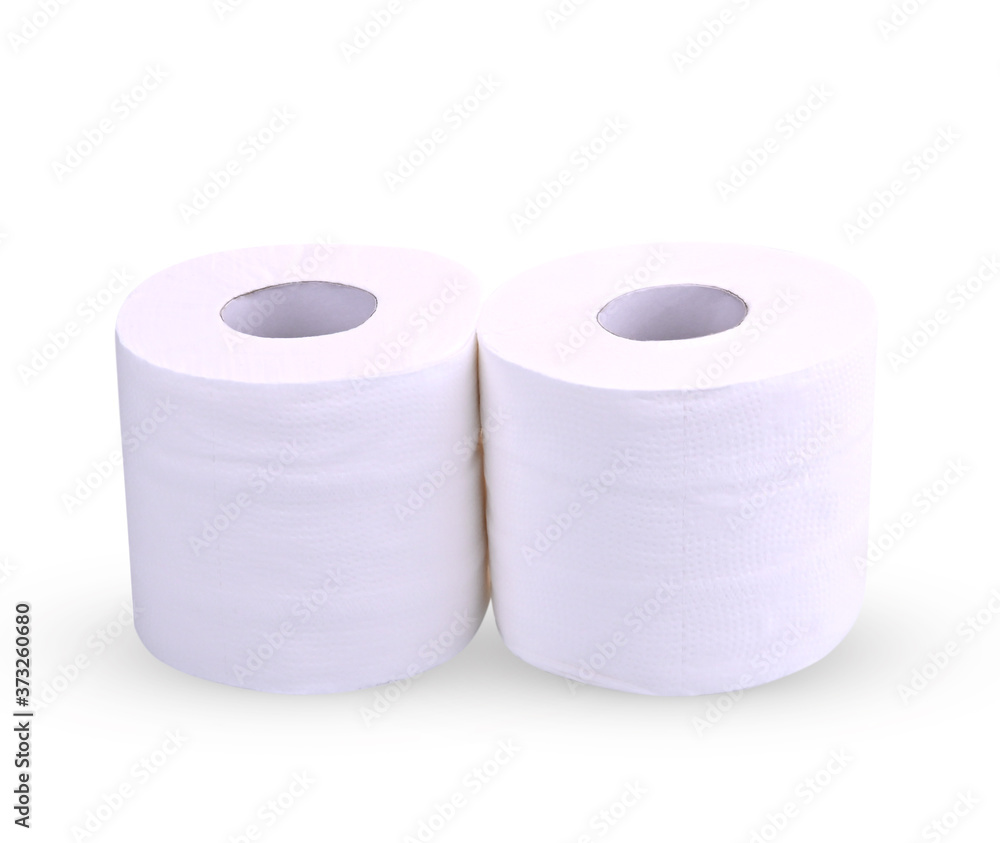Toilet paper roll isolated on white background; two tissue paper roll for clean. Toilet paper roll isolated on white background; two tissue paper roll for clean.