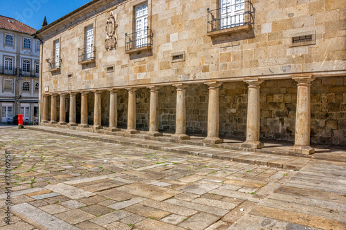 Cloister Columns And Lots Of Stone Work, Bordering Square, Braga, Portugal