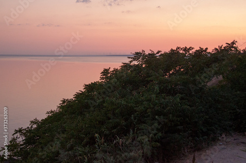 Summer Sunset in Berdiansk at the Embankment near the Azov Sea