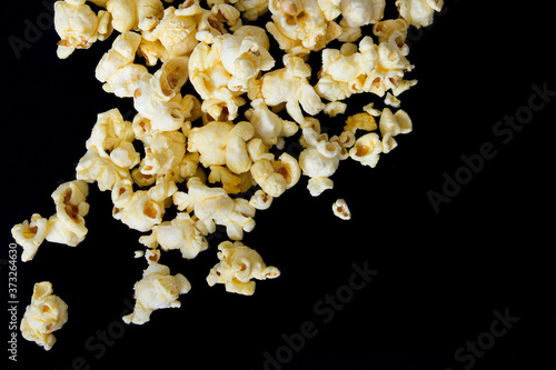 popcorn on black background