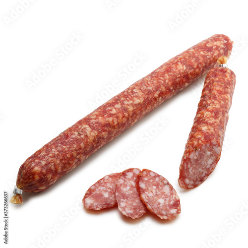 Dry-cured pork Sausage, smoked meat.