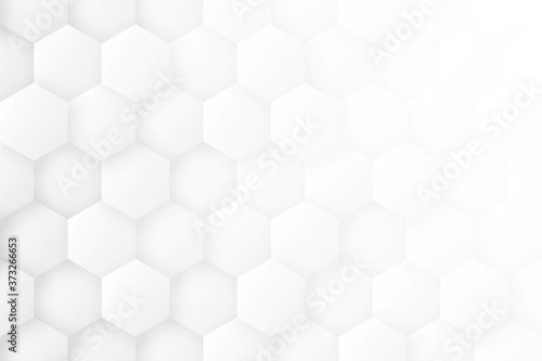 3D Hexagonal Blocks Structure White Minimalist Abstract Background. Three Dimensional Science Technologic Hexagons Light Conceptual Art Illustration. Clear Blank Subtle Textured Backdrop