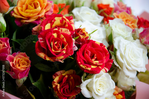 Bouquet of small colorful roses