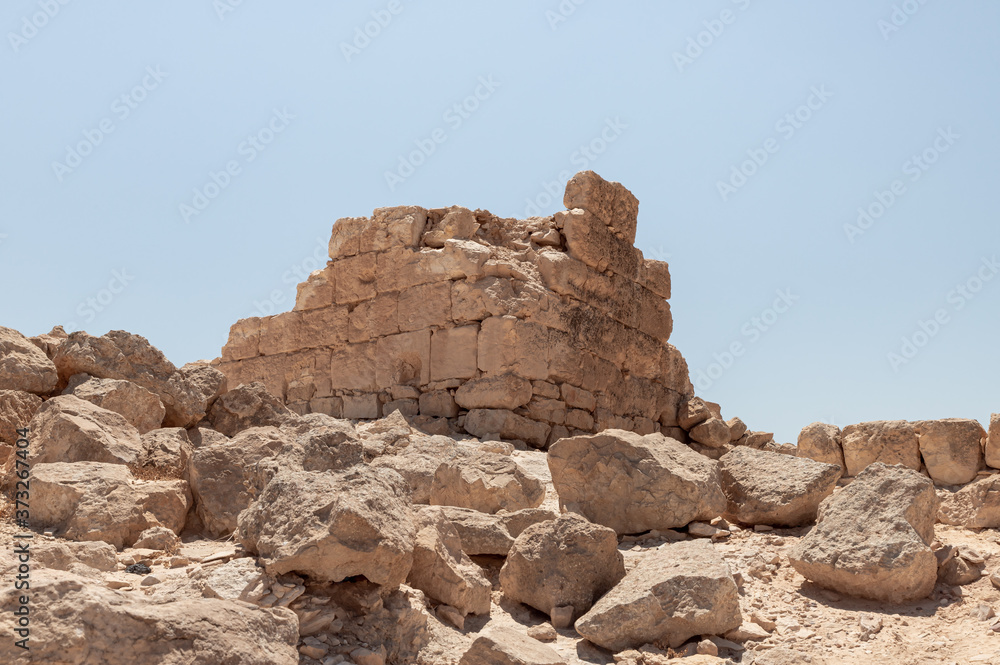 Fototapeta premium Shivta - a national park in southern Israel, includes the ruins of an ancient Nabatean city in the northern Negev.