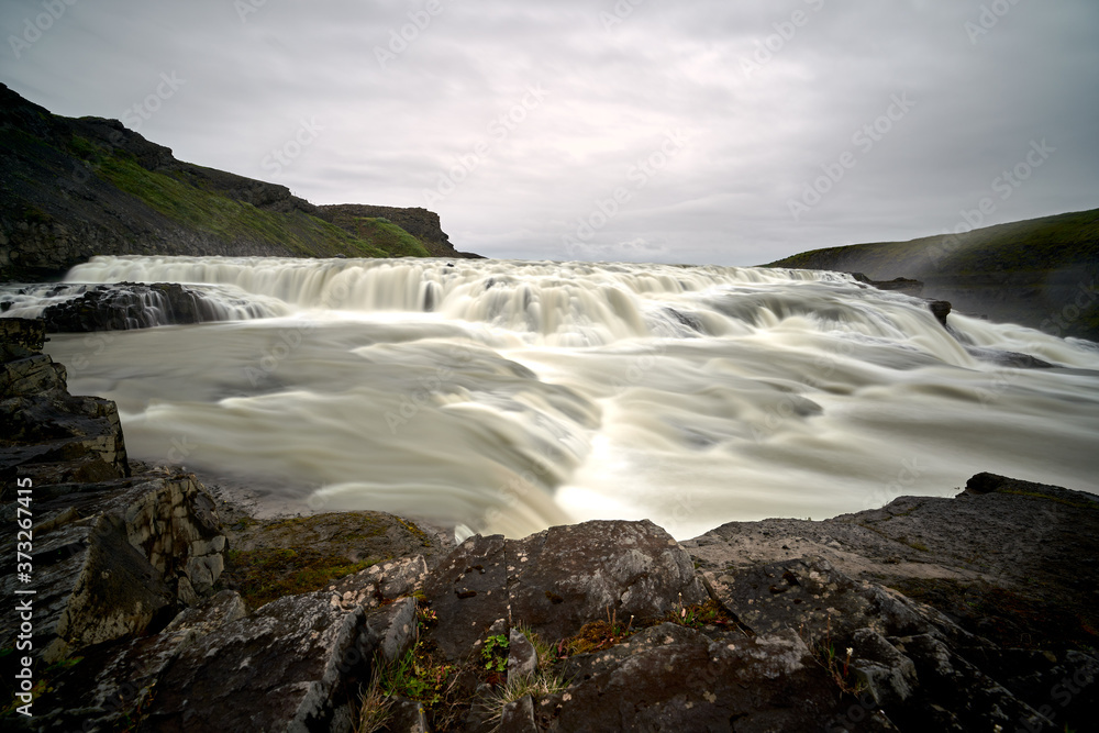 Beautiful view of the gullfoss waterfall which belongs to the golden circle of iceland