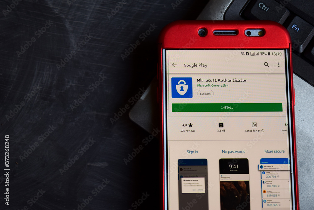 Microsoft Authenticator dev app on Smartphone screen. Microsoft ...