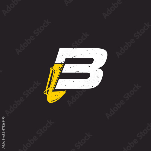 Letter B Excavator Industry Creative Logo Design Template Element Concept Vector