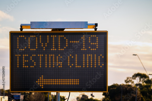 Covid-19 testing clinic digital road sign in South Australia