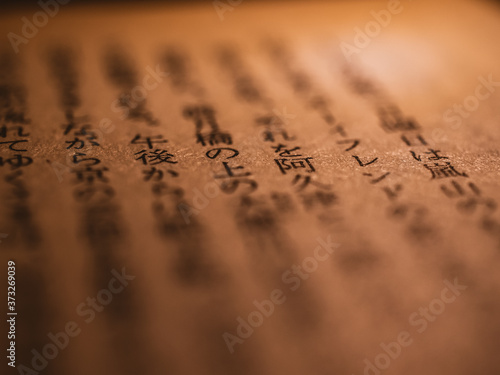 close up of an old Japanese book