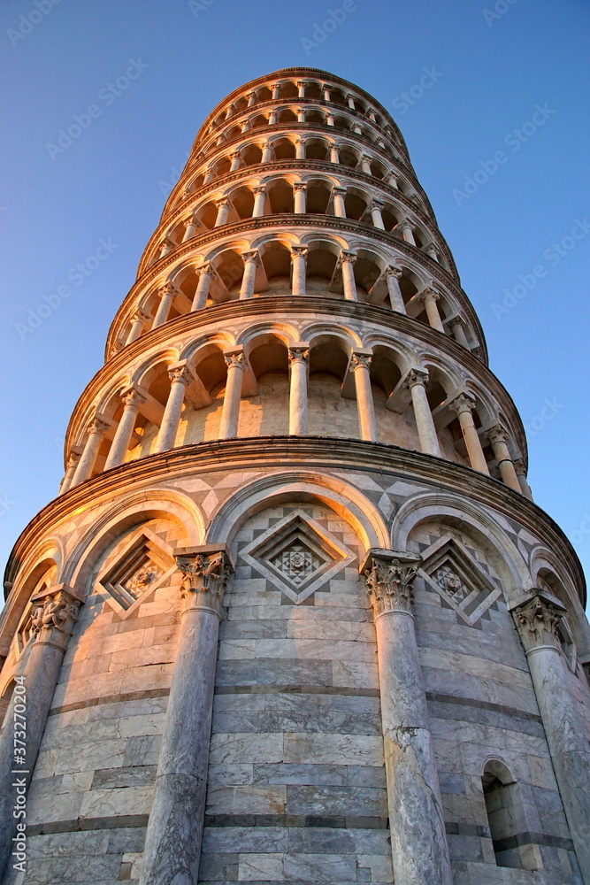 The Leaning Tower of Pisa is the campanile, or freestanding bell tower, of the cathedral of the Italian city of Pisa, known worldwide for its nearly four-degree lean. 
