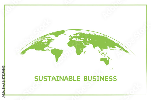 Sustainable development business with green earth, vector graphic illustration
